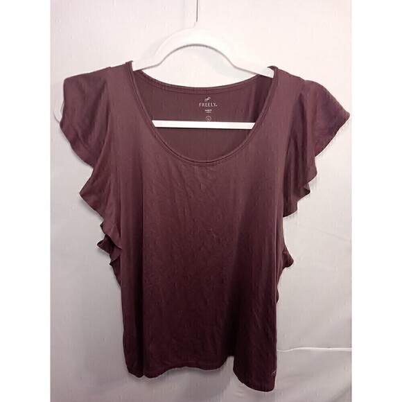 Freely Womens large purple flowy top Ruffle Sleeves - Picture 4 of 13